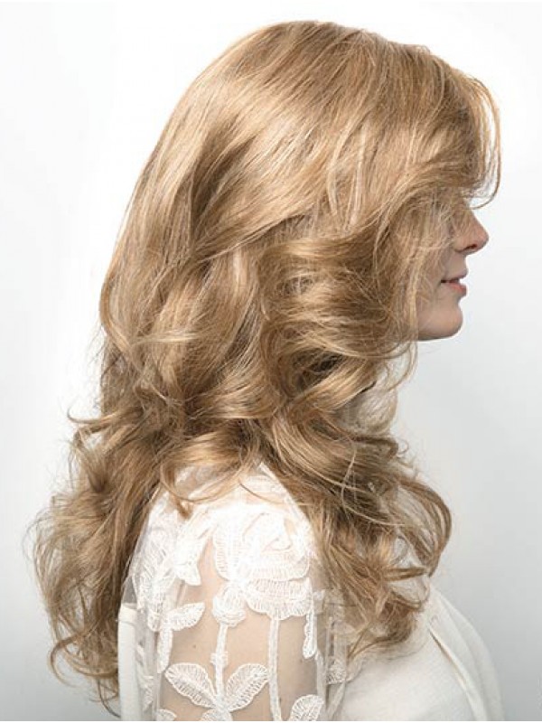 Blonde Lange 16 "Zonder Pony Moderne Pruiken Van Echt Haar