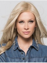 Blond Zonder Pony Rechte 16" Gladde Remy Monofilament Pruiken