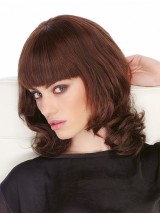 Schouderlengte Monofilament Golvend Met Pony Kastanjebruine Pruiken Van Echt Haar Voor Dames