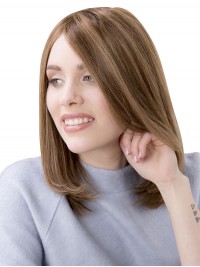 Monofilament Rechte Schouderlengte 14 "100% Echt Haar
