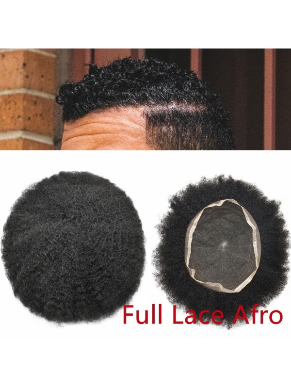 8 "X 10" Afro Toupetje Voor Zwarte Mannen Volledig Franse Kanten Haarstukjes