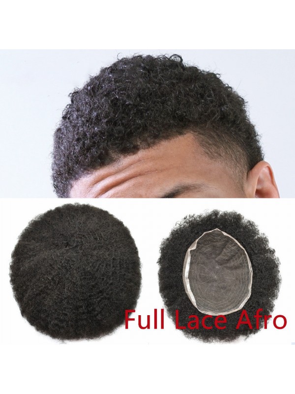 8 "X 10" Afro Toupetje Voor Zwarte Mannen Volledig Franse Kanten Haarstukjes