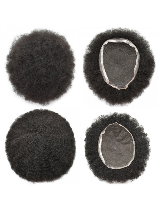 8 "X 10" Afro Toupetje Voor Zwarte Mannen Volledig Franse Kanten Haarstukjes