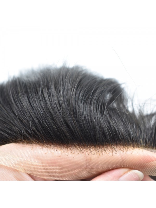 8 "X 10" Gelast Mono Lace Front Haarvervangingssysteem Duurzame Npu Rond Haarstukjes