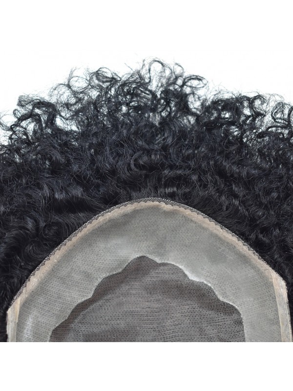 8 "X 10" Fijn Mono-Toupetje Voor Mannen Menselijk Haarsysteem Lace Poly Skin Npu Rond Herenpruiken Haarstukken Voor Mannen