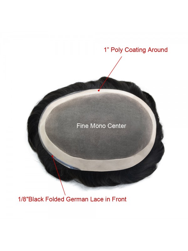 8 "X 10" Herenpruiken Fijne Mono Lace Base Haarpruik Voor Heren Duurzaam Poly Skin Toupetje Voor Heren