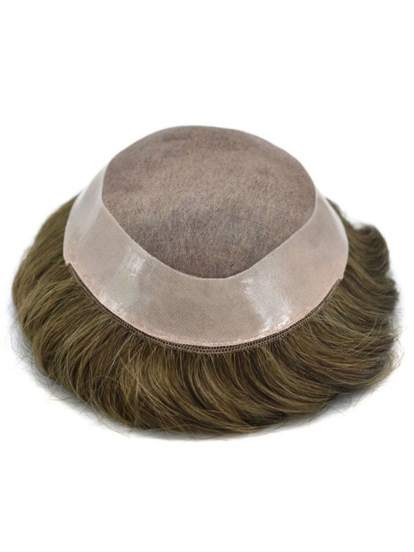 8 "X 10" D7-3 Heren Toupetje Fijn Mono Lace Haarvervangingssysteem Poly Coating Rond Units Pruiken