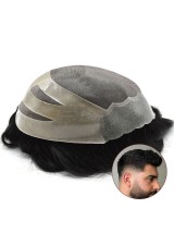 8 "X 10" Toupetje Voor Heren Met Franse Vetersluiting Fijn Mono-Haarstukje Poly Skin Natural Hair Systems