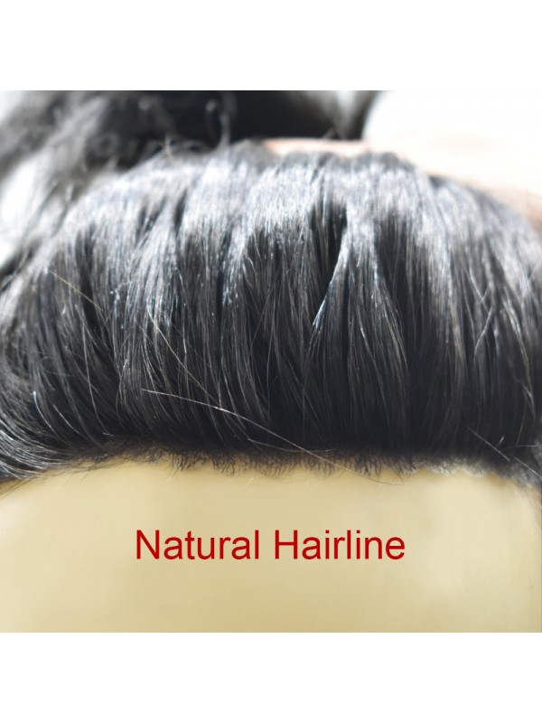 8 "X 10" Toupetje Voor Heren Met Franse Vetersluiting Fijn Mono-Haarstukje Poly Skin Natural Hair Systems
