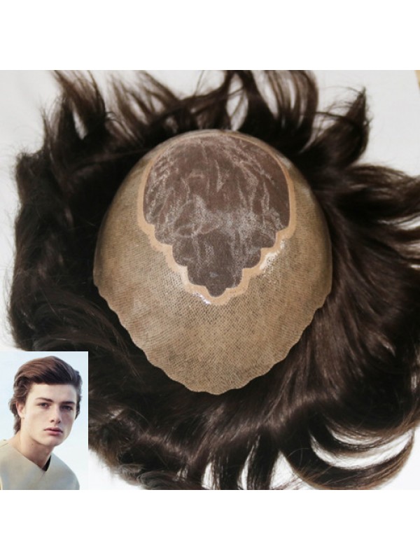 8 "X 10" Fine Mono Pu Around Hair System Toupetje Voor Heren