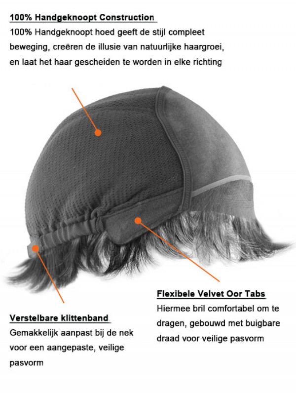 18 "Golvende 100% Handgebonden Remy Mensenhaar Lange Pruiken Dames