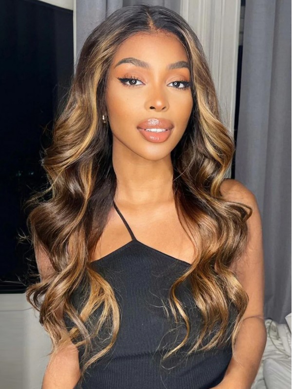 Ombre 18 Inch Bruine Pruiken Van Echt Haar Voor Zwarte Vrouwen