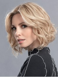 Elegante Monofilament Blonde Kinlange Schoonheidspruiken Van Echt Haar