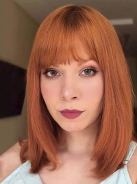 Stijlvolle Lace Front Pruiken Menselijk Haar Rechte Kastanjebruine Bob Pruiken