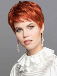 Boycuts 6" Rode Rechte Kanten Pruiken