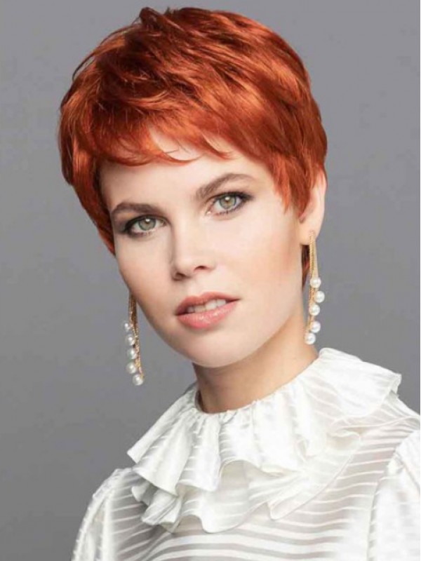 Boycuts 6" Rode Rechte Kanten Pruiken
