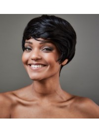 Korte Afro-haar Rechte Kaploze Pruiken Van Echt Haar