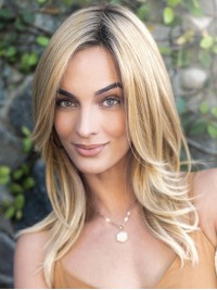 Lange Blonde Pruiken Recht Zonder Pony Pruiken Monofilament Remy Menselijk Haar Pruiken