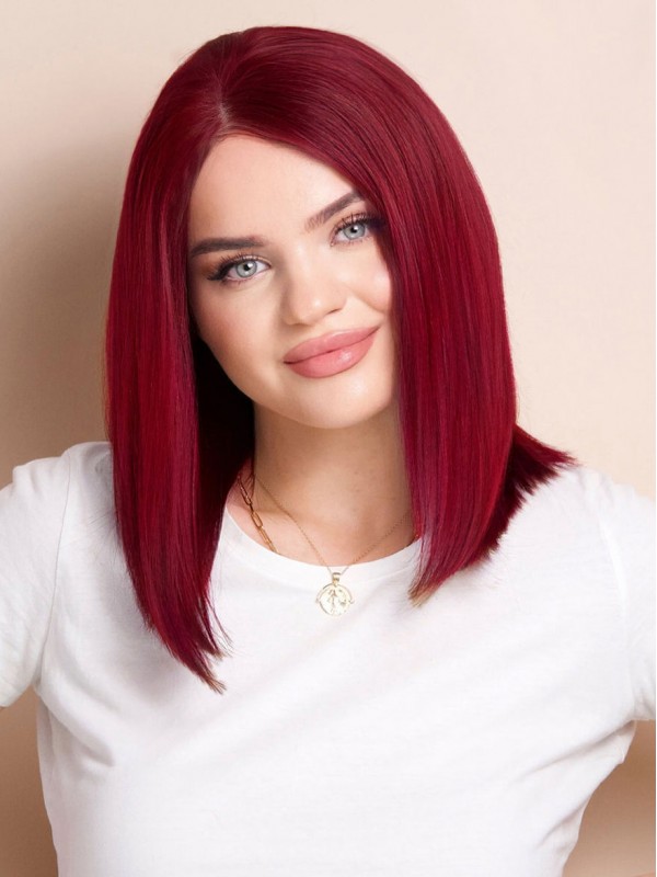 Beste 12" Lace Front Kersenrode Menselijke Haarpruiken