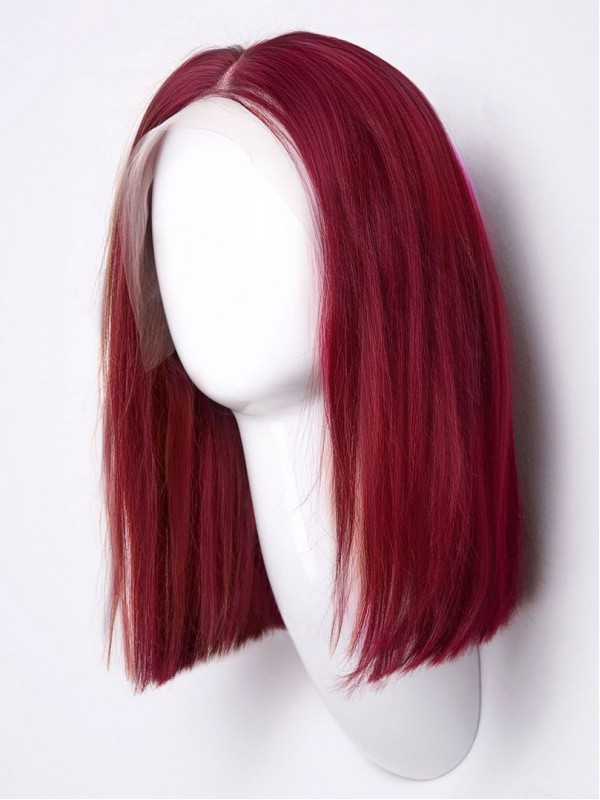 Beste 12" Lace Front Kersenrode Menselijke Haarpruiken