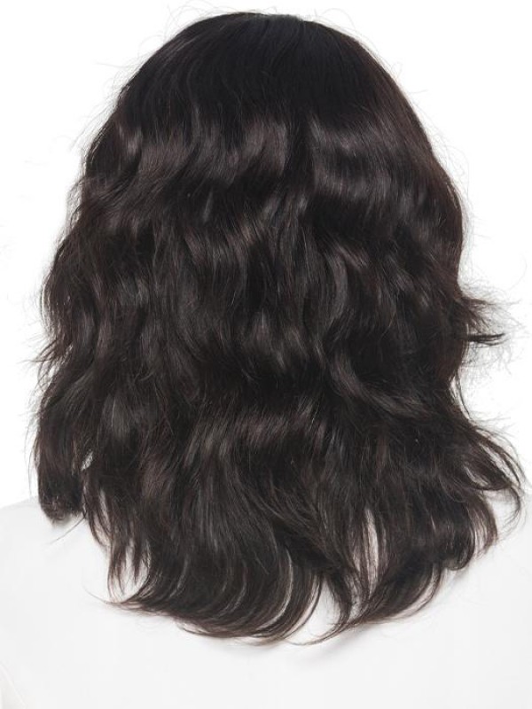 Elegante Diepe Golven Halflange Afro-pruiken Van Echt Haar