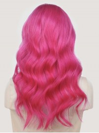 Lange Middenscheiding Capless Roze Menselijk Haar Pruik