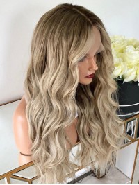 Lange 150% Dichtheid Lace Front Ombre Golvende Pruiken Menselijk Haar