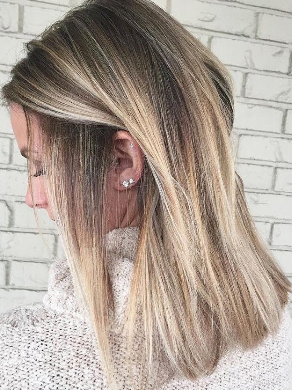 Rechte Ombre Blonde Hoogtepunt 16" Menselijke Machinaal Pruiken
