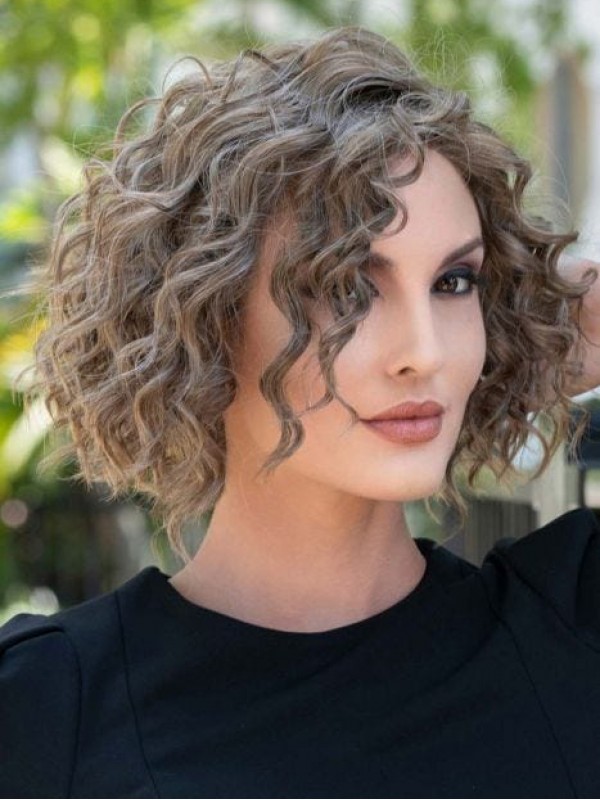 Stijlvolle Kinlengte Getextureerde Bob Met Kant Voorpruiken Menselijk Haar