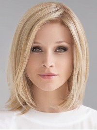 10" Rechte Pruiken Van 100% Handgebonden Blonde Remy Mensenhaar