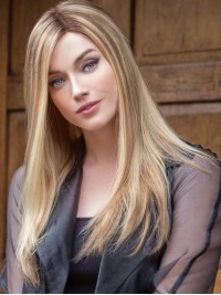 Lange Blonde Kaploze Pruiken Van 100% Mensenhaar