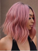 Middenscheiding Full Lace Roze Pruik Menselijk Haar