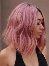 Middenscheiding Full Lace Roze Pruik Menselijk Haar