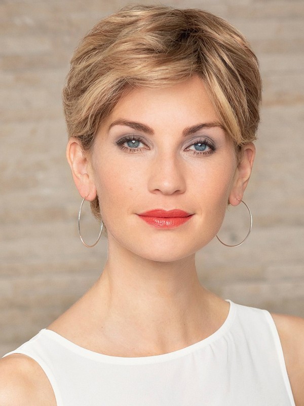 Korte Lichtgewicht Lace Front Blonde Menselijke Haarpruik