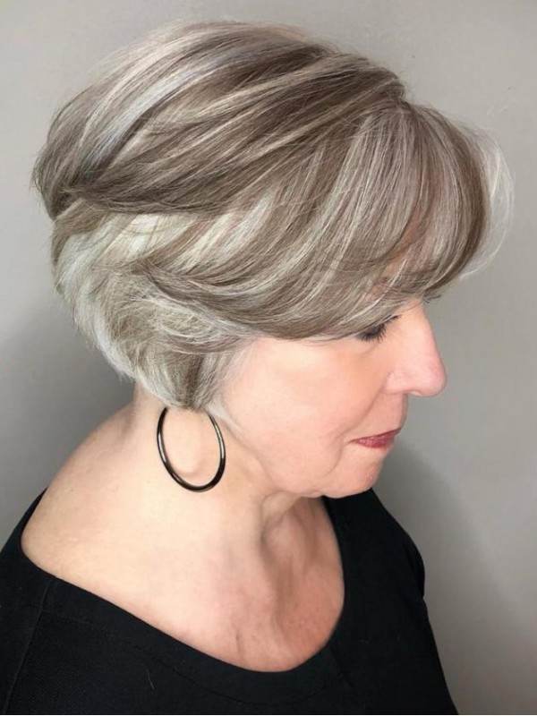 Korte Lace Front 8" Grijze Bob Kapsel Menselijk Haar Pruiken