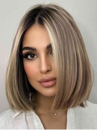 Vrouwen 10" Bobs Straight Menselijk Haar Capless Pruiken