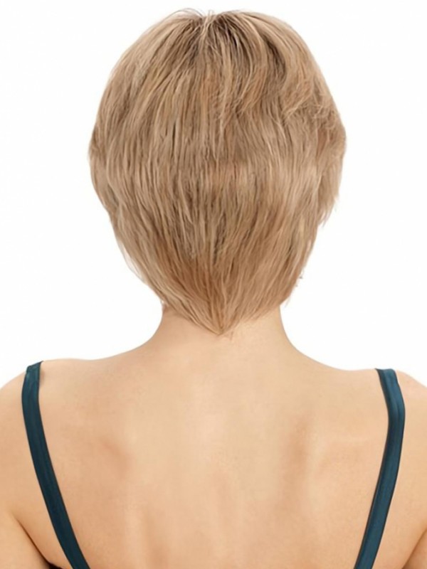 Korte Klassieke Blonde Rechte Pruiken Van Echt Haar