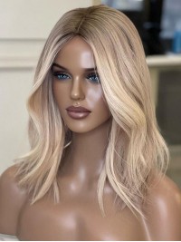 Lange Blonde Lijmloze Natuurlijke Volledige Kant Pruiken Van Menselijk Haar