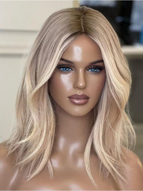 Lange Blonde Lijmloze Natuurlijke Volledige Kant Pruiken Van Menselijk Haar