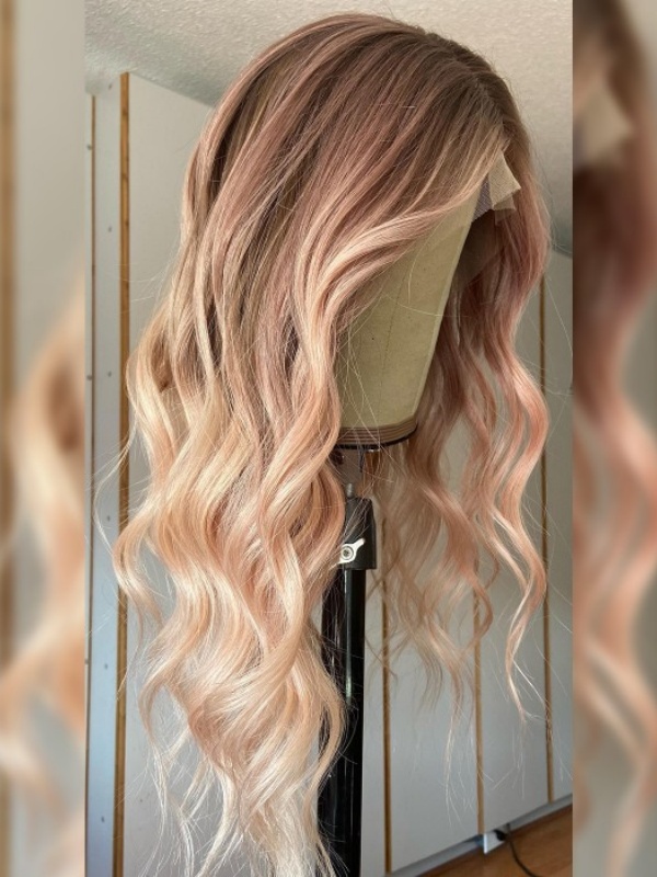 Lange Roze Golvende Remy Menselijk Haar Kant Voorpruik