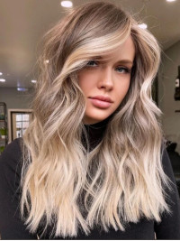 Lange 18" Lace Front Blonde Highlights Pruiken 100% Echt Mensenhaar