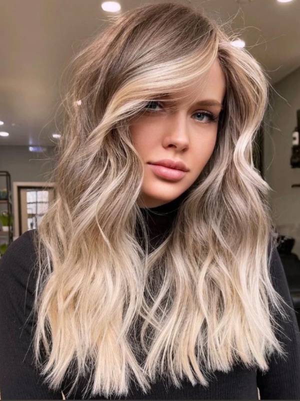 Lange 18" Lace Front Blonde Highlights Pruiken 100% Echt Mensenhaar