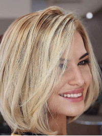 Blonde Bobpruiken Remy Haar 12" Kinlengte Rechte Pruiken