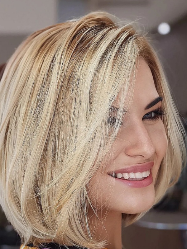 Blonde Bobpruiken Remy Haar 12" Kinlengte Rechte Pruiken