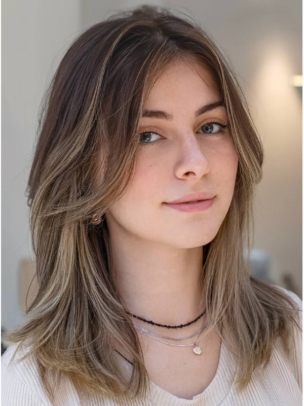 Ombre Monofilament Pruiken Met Schouderlengte Van 14" Gelaagd En Steil Haar