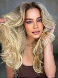 Gelaagde Blonde Lange Capless Pruiken Voor Vrouwen Met Echt Haar