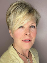 Korte 6" Rechte Ombre/Tweekleurige Boycuts Pruiken Van Echt Haar