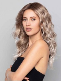 Blonde Golvende Synthetische Pruik Zonder Pony 16" Capless Pruiken
