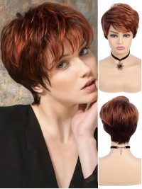 Natuurlijke Korte Pixie Cut Pruik Met Pony Synthetische Pruiken