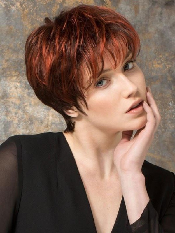Natuurlijke Korte Pixie Cut Pruik Met Pony Synthetische Pruiken